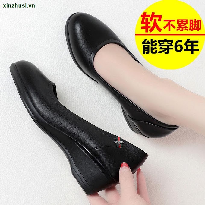 [ xinzhusl.vn ] Giày da thật đế mềm dày dặn chống trượt thoải mái cho phụ nữ trung niên và lớn tuổi