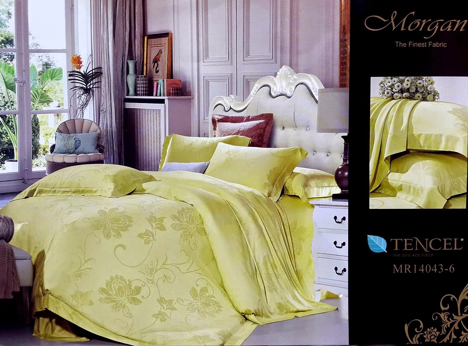 Sprei King Koil Tencel Motif Ukir Hijau Muda