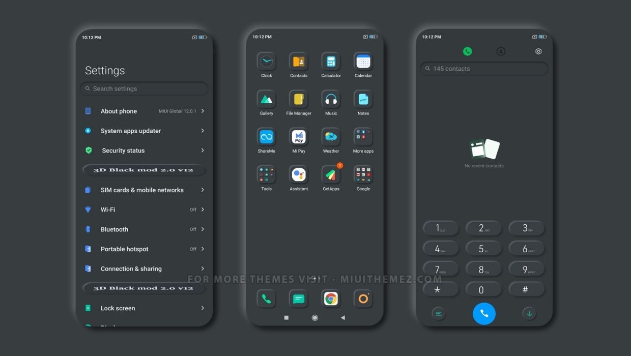 3D Black mod 2.0 v12 MIUI Theme