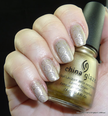 Nails Inc Porchester Square with China Glaze Passion stamping