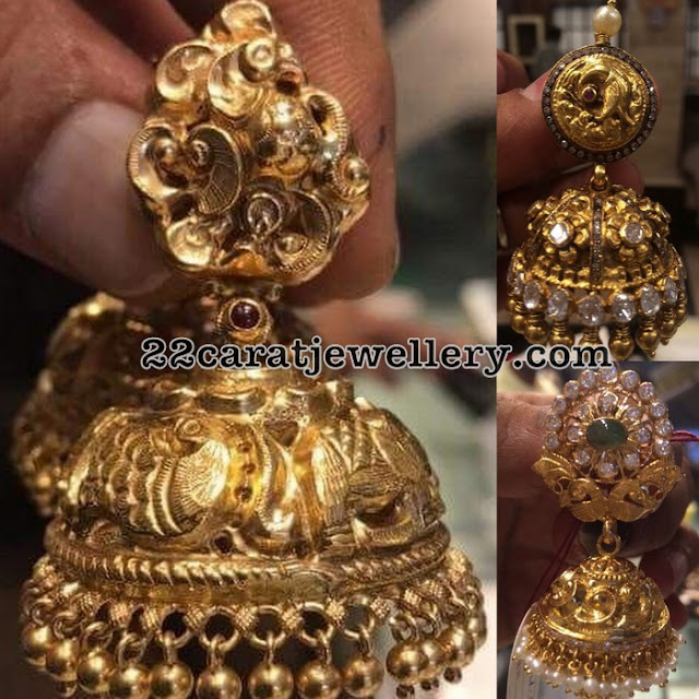 Antique Work Jumbo Jhumkas