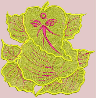 hand toegewerk weef Leaf Ganesha Patch