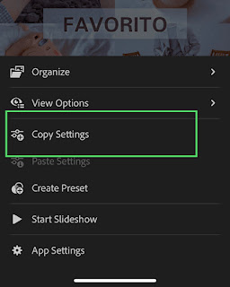 now from here select the copy settings to copy the preset setting.