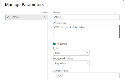 Power Query - Filter table using CSV Parameter