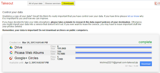 Download google services data offline