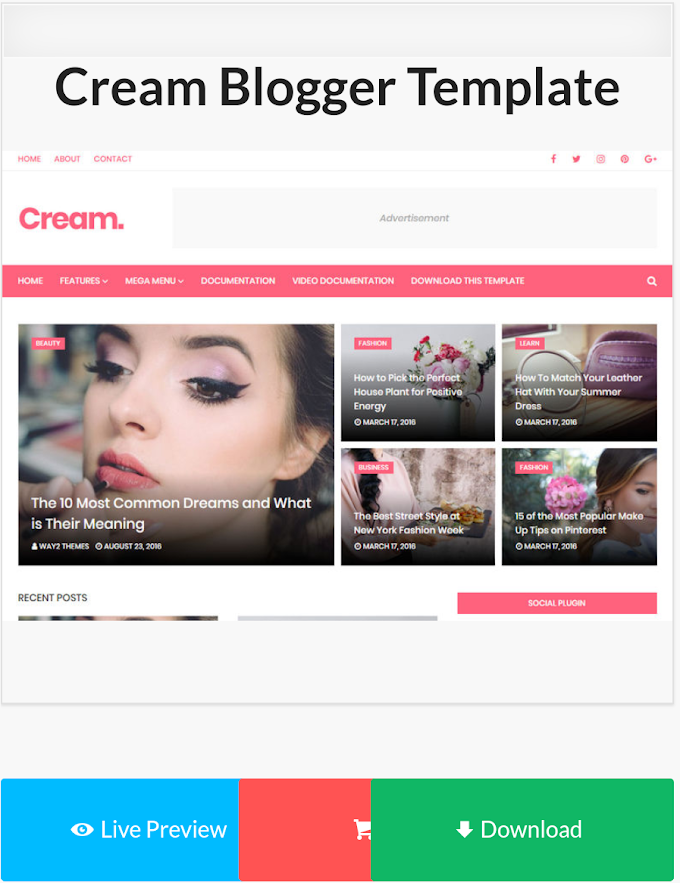  Cream Blogger Template High Quality Responsive 90% License