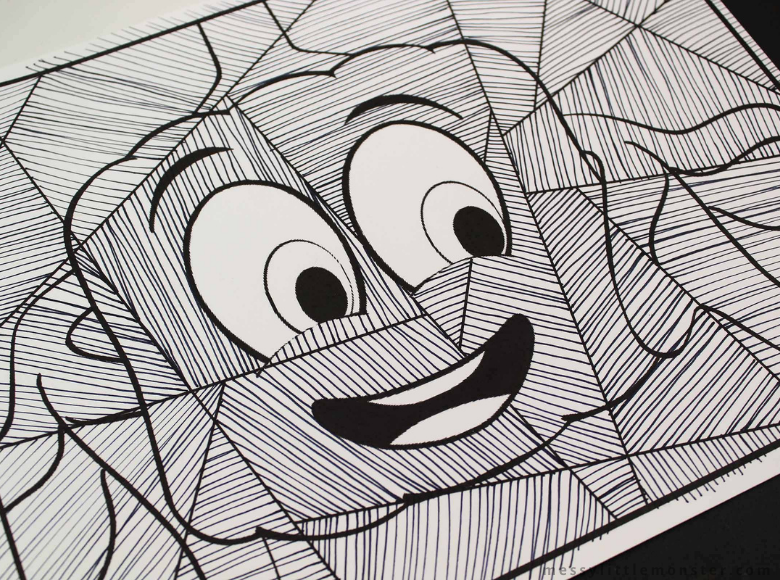 Add lines to your spookley the square pumpkin coloring page