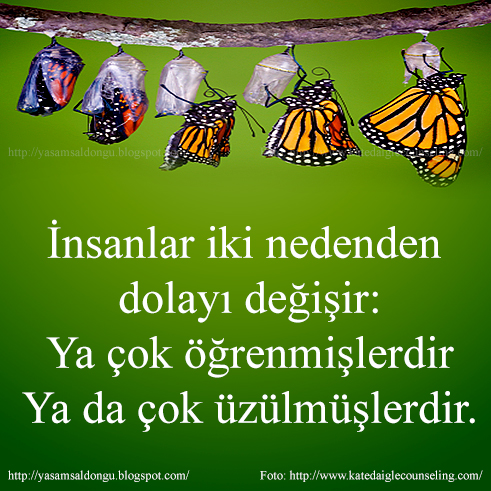 İnsanlar iki neden dolayı değişir: ya çok öğrenmişlerdir ya da çok üzülmüşlerdir. Türkçe İngilizce Tercümesi quotes özlü söz People usually change for two reasons: Either they have learnt a lot or they have been hurt a lot