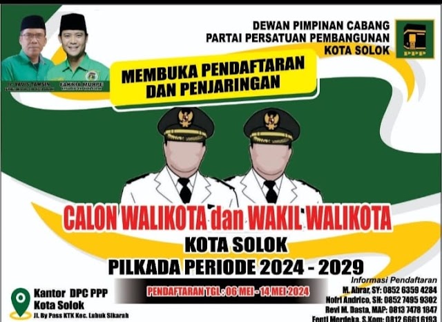 PPP Resmi Buka Pendaftaran Balon Wako dan Wawako Kota Solok