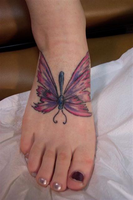 Butterfly Tattoos on Foot For Women Ideas