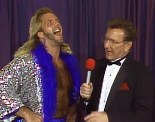 NWA Wrestlewar 1989 - Michael P.S Hayes talks to Lance Russell about his title match against Lex Luger