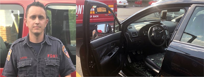 Bombero salva un niño de morir asfixiado en carro caliente rompiendo las ventanillas con  martillo