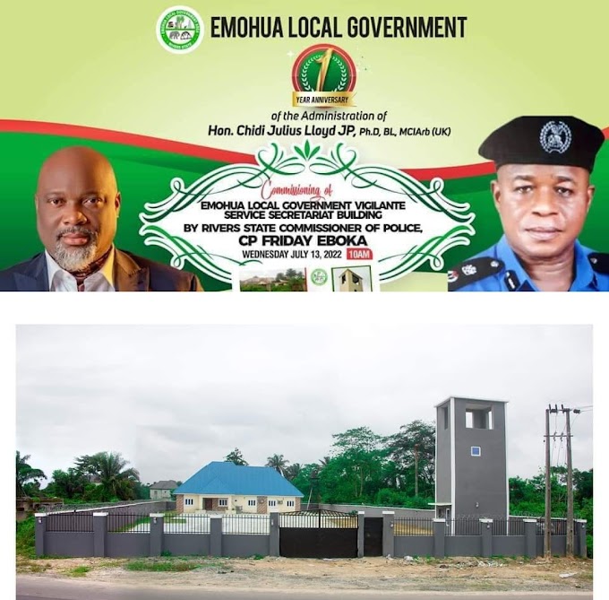 Rivers state Commissioner of police to inaugurate and commission Emohua LGA Vigilante Services secretariat building
