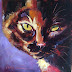 ORIGINAL CONTEMPORARY CAT PAINTING in OILS by OLGA WAGNER 18/30