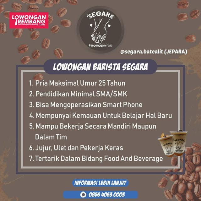 Lowongan Kerja Barista Segara Batealit Jepara