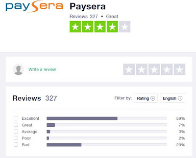 PaySera Trustpilot