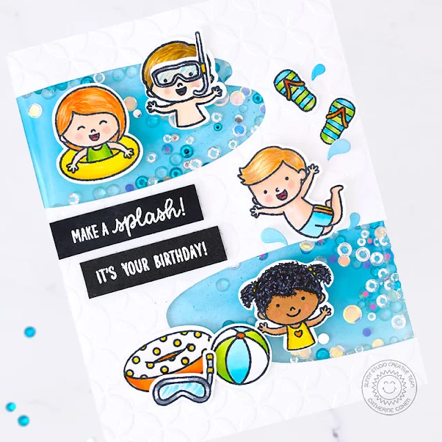 Sunny Studio Stamps: Kiddie Pool Summer Card by Catherine Cohen (featuring Swimming Pool Dies)