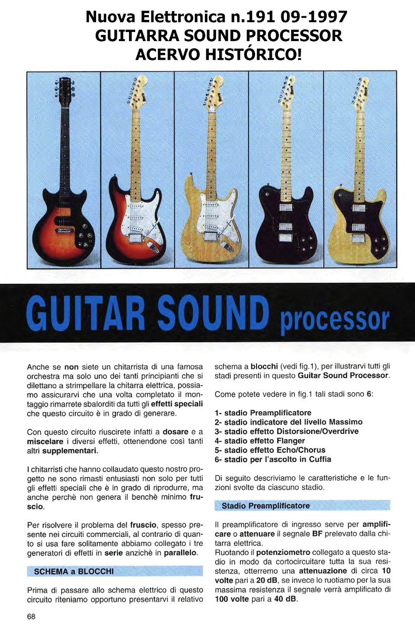 Nuova_Elettronica  n.191 09-1997 GUITAR SOUND PROCESSOR SÍNTESE SONORA & ELETRÔNICA ARTESANAL