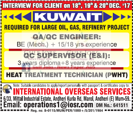 Large Oil & Gas, Refinery Project JObs for Kuwait
