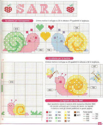 schema per neonati e bambini da ricamare a punto croce