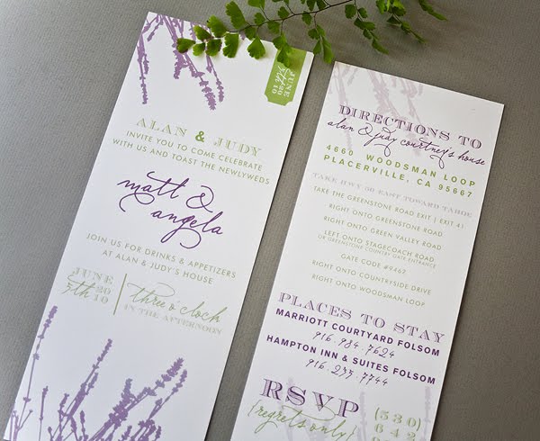 napa inspired wedding reception invitation