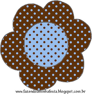 Brown and Light Blue: Free Printable Cupcakes Wrappers and Toppers.