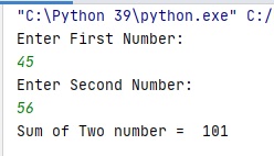 Sum of Two number in python2