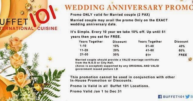  Manila  Shopper Buffet 101 Wedding  Anniversary  Promo 2014