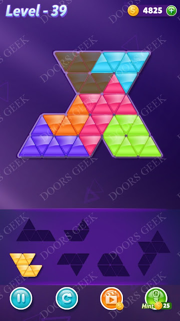 Block! Triangle Puzzle 6 Mania Level 39 Solution, Cheats, Walkthrough for Android, iPhone, iPad and iPod