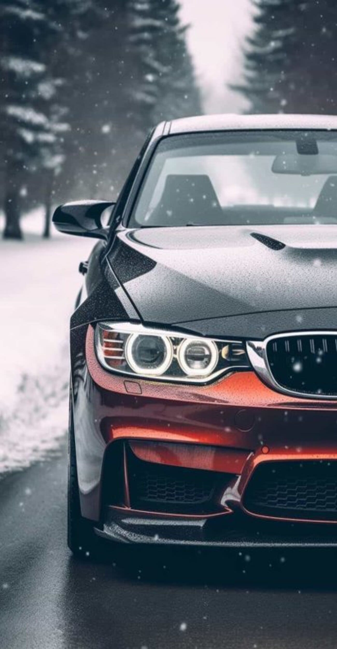 خلفية ايفون سيارة BMW فخمه بالثلج بجودة HD