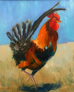 rooster painting, rooster, key west rooster, chicken painting, oil painting