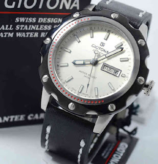 jam tangan Giotona GT6045 black leather ring black silverwhite