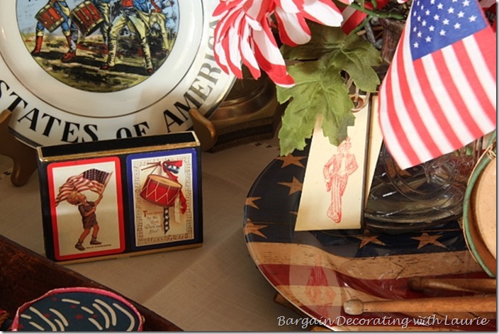Red and white striped faux flowers for 4th of July