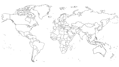 Mapa świata kontury do druku