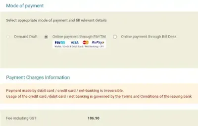 select mode of payment