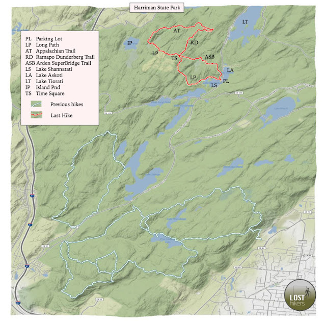 Ruta y mapa de la excursión en Harriman State Park: Long Path y Appalachian Trail