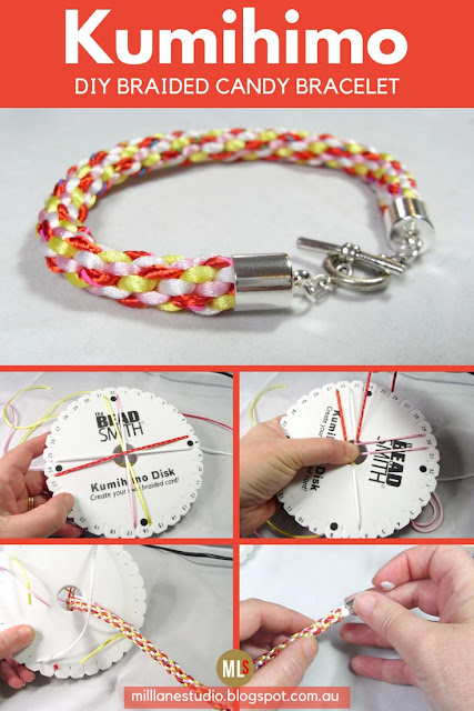 DIY Kumihimo Braided Candy-Coloured Bracelet tutorial sheet