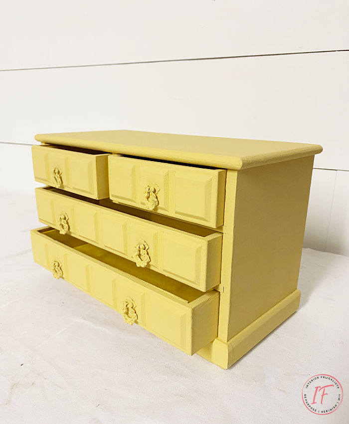 How to give a wooden thrift store vintage jewelry chest of drawers a shabby chic makeover and get instant wow factor with decor transfers and dark wax
