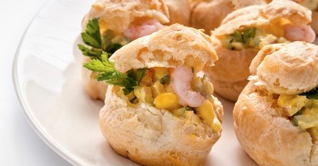 Savory puffs with shrimp and corn