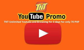 TNT Unlimited Youtube and Browsing for 3 days for only 70 PHP