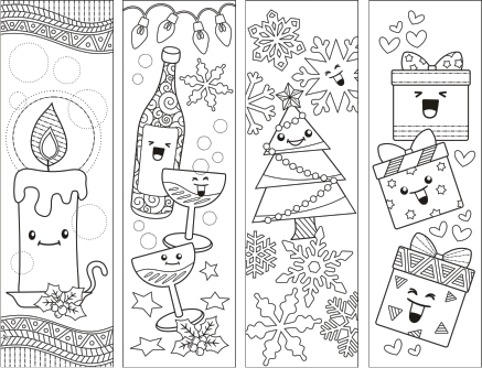 Smileys Christmas Coloring Bookmarks