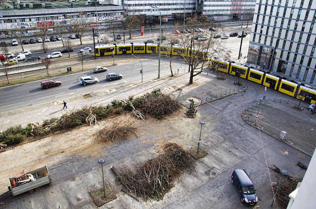 Baustelle Baumfällarbeiten, Otto-Braun-Straße / Mollstraße, 10178 Berlin, 13.02.2014