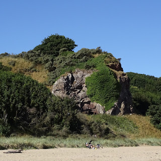 A view from Seacliff Beach of St Baldred's Cave and the hill in which it sits.  Photograph by Kevin Nosferatu for the Skulferatu Project.