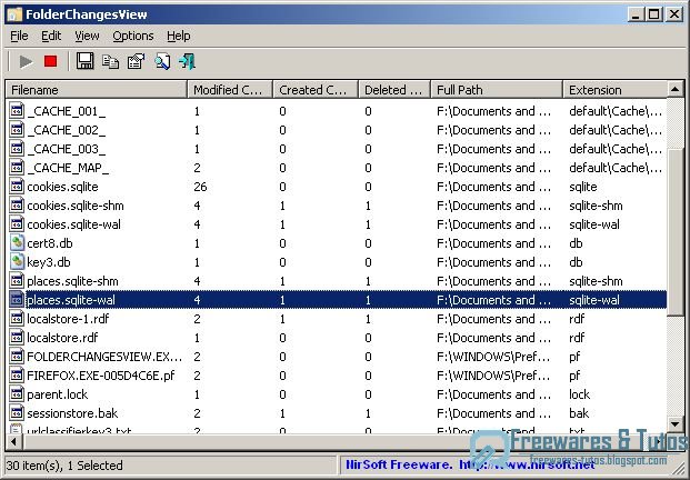 FolderChangesView : un logiciel portable de monitoring