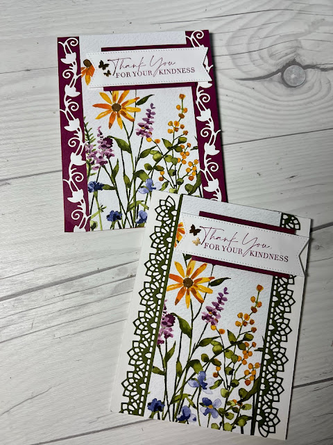 Floral Greeting cards featuring Stampin' Up Dainty Flowers Designer Series Paper