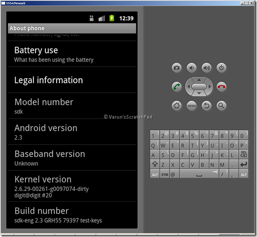 Android 2.3 GingerBread running on an emulator