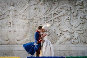 Actors playing the roles of Dom Pedro and his wife perform during a play on Brazil's independence,