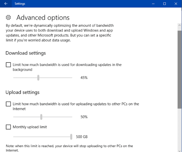 Limit How much Bandwidth is used for Downloading Updates  in Windows 10