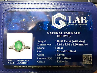 Batu Permata Zamrud Emerald Beryl ZR012 Ikatan Perak Mewah Memo By G-Lab