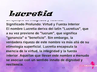 ▷ Significado del nombre Lucretia